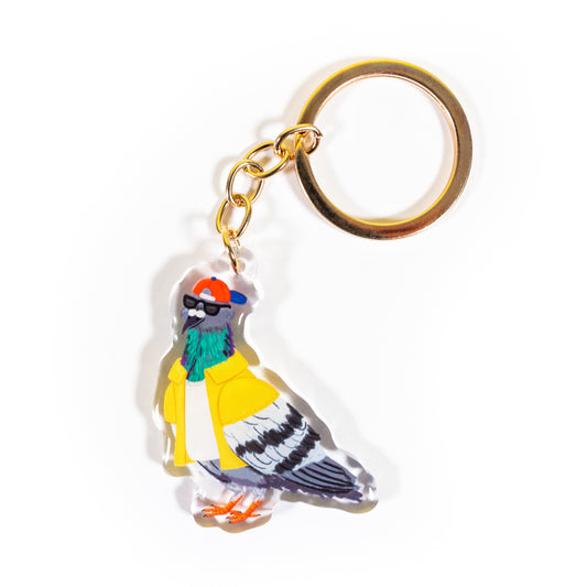 Cool Pigeon in Sunglasses Keychain