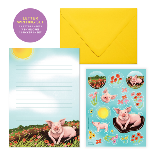 Cute Pink Pig Flower Farm Letter Writing Set