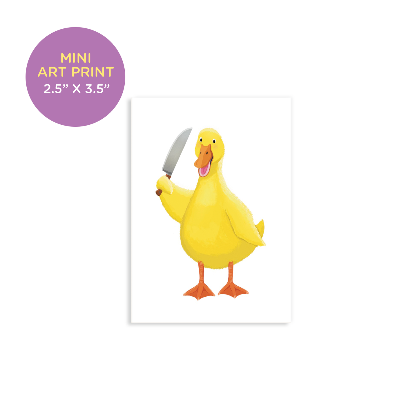 Unhinged Yellow Duck With Knife Mini Art Print