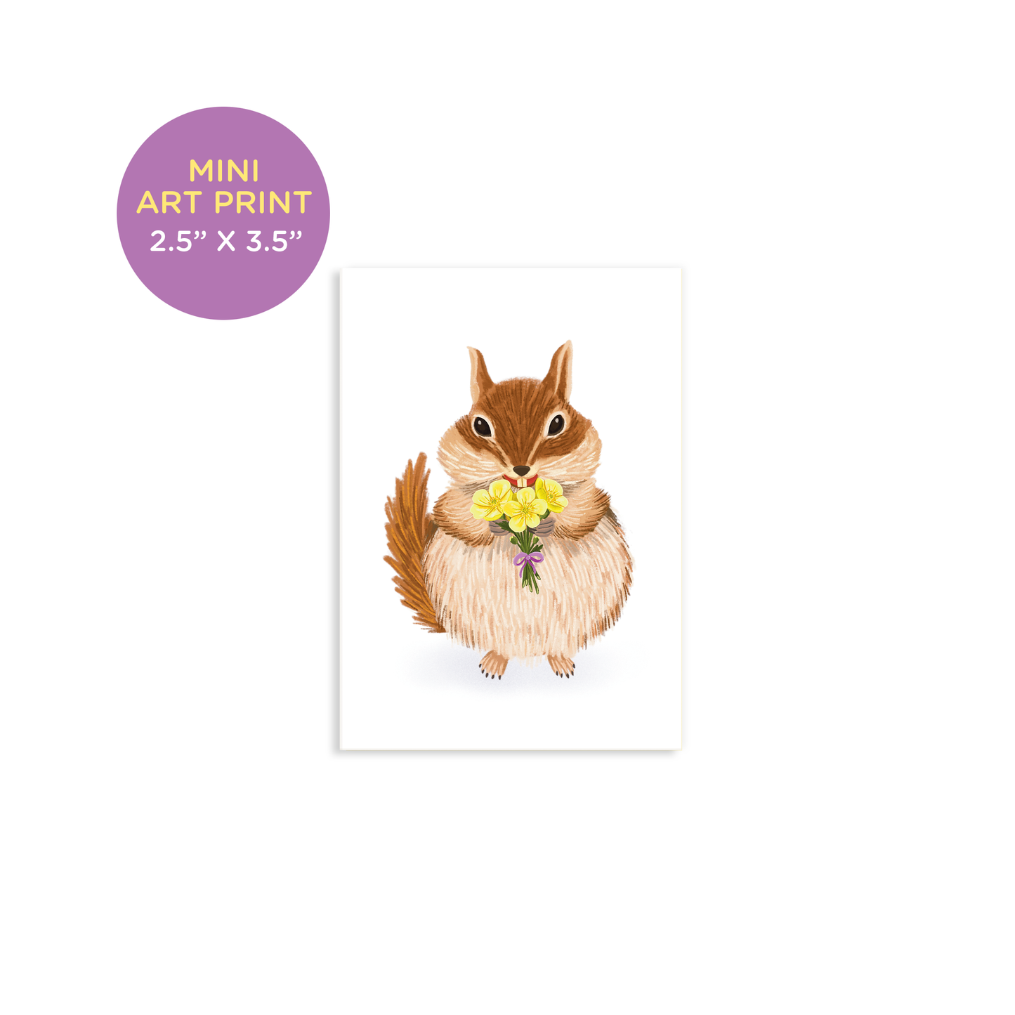 Cute Chipmunk With Yellow Bouquet Mini Art Print