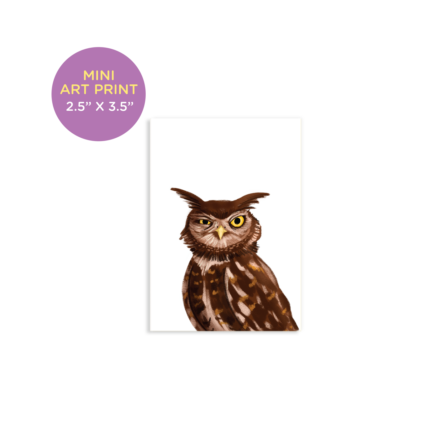 Funny Great Horned Owl Mini Art Print