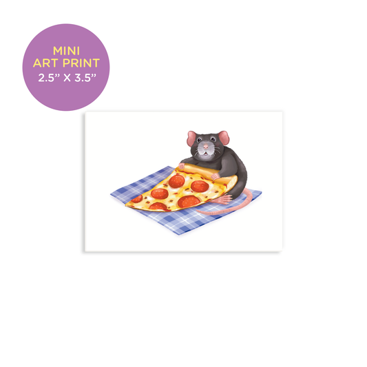 Rat Pizza Picnic Mini Art Print