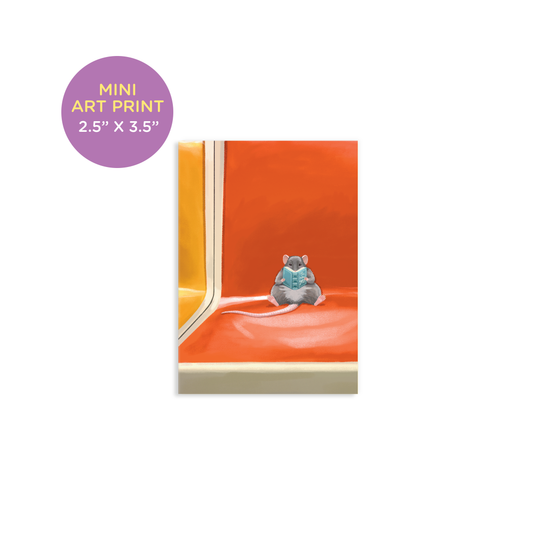 NYC Subway Rat Reading Mini Art Print