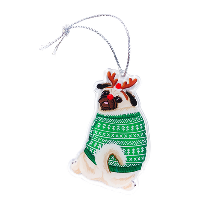 Pawlidays Pug Holiday Ornament Card Set
