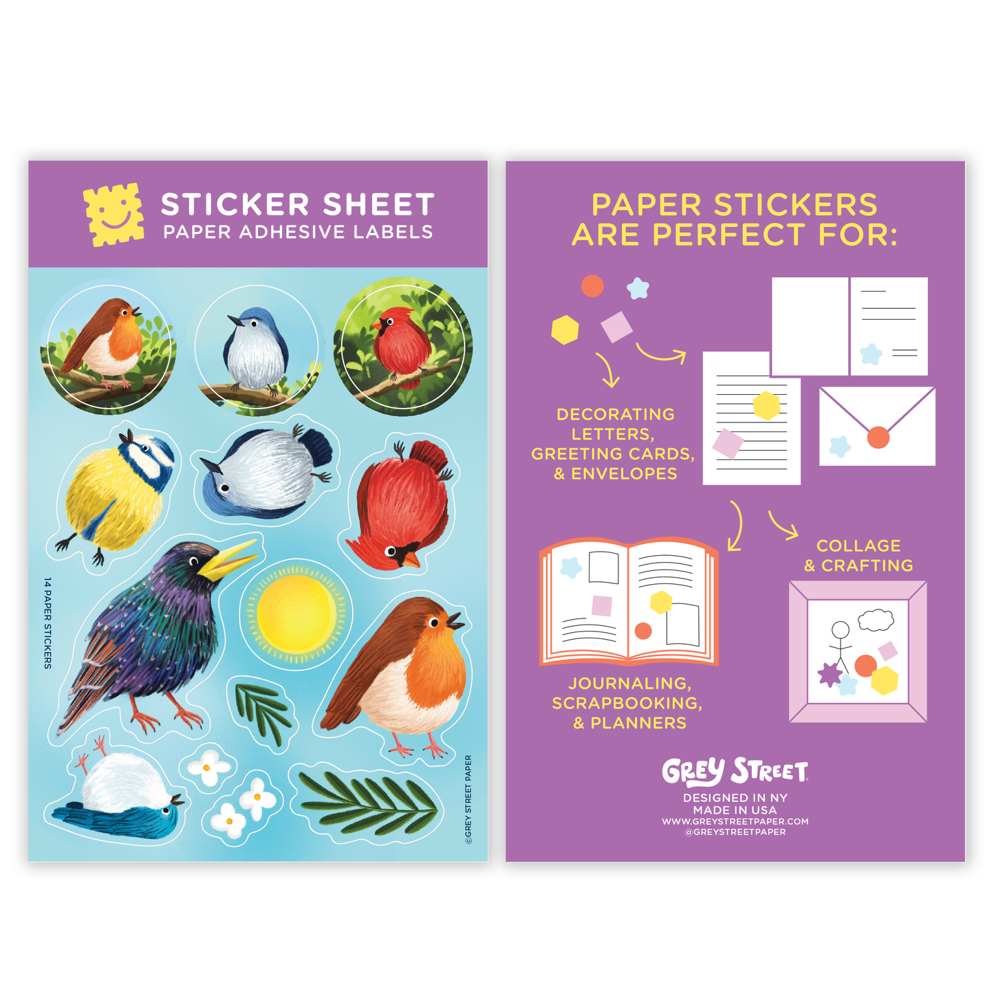 Colorful Birds Paper Sticker Sheet