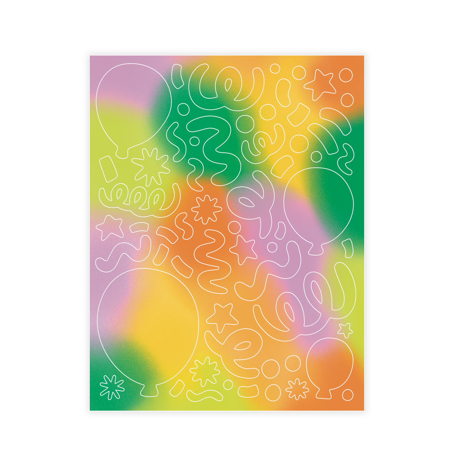Celebration Party Balloons & Confetti Sticker Sheet