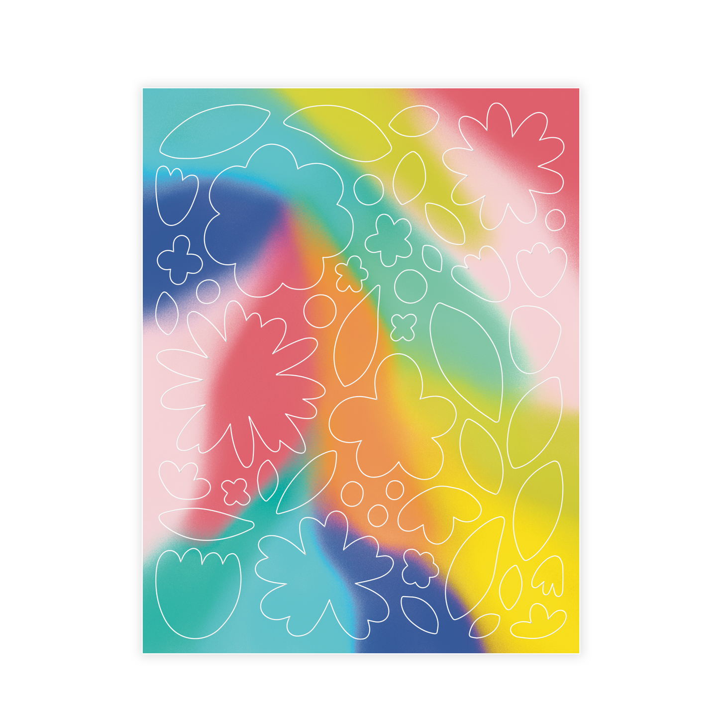 Colorful Flowers & Leaves Sticker Sheet