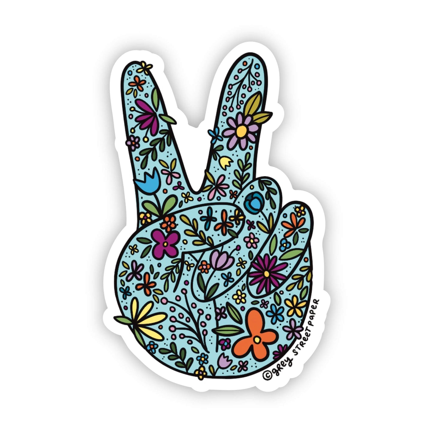 Floral Peace Sign Vinyl Sticker