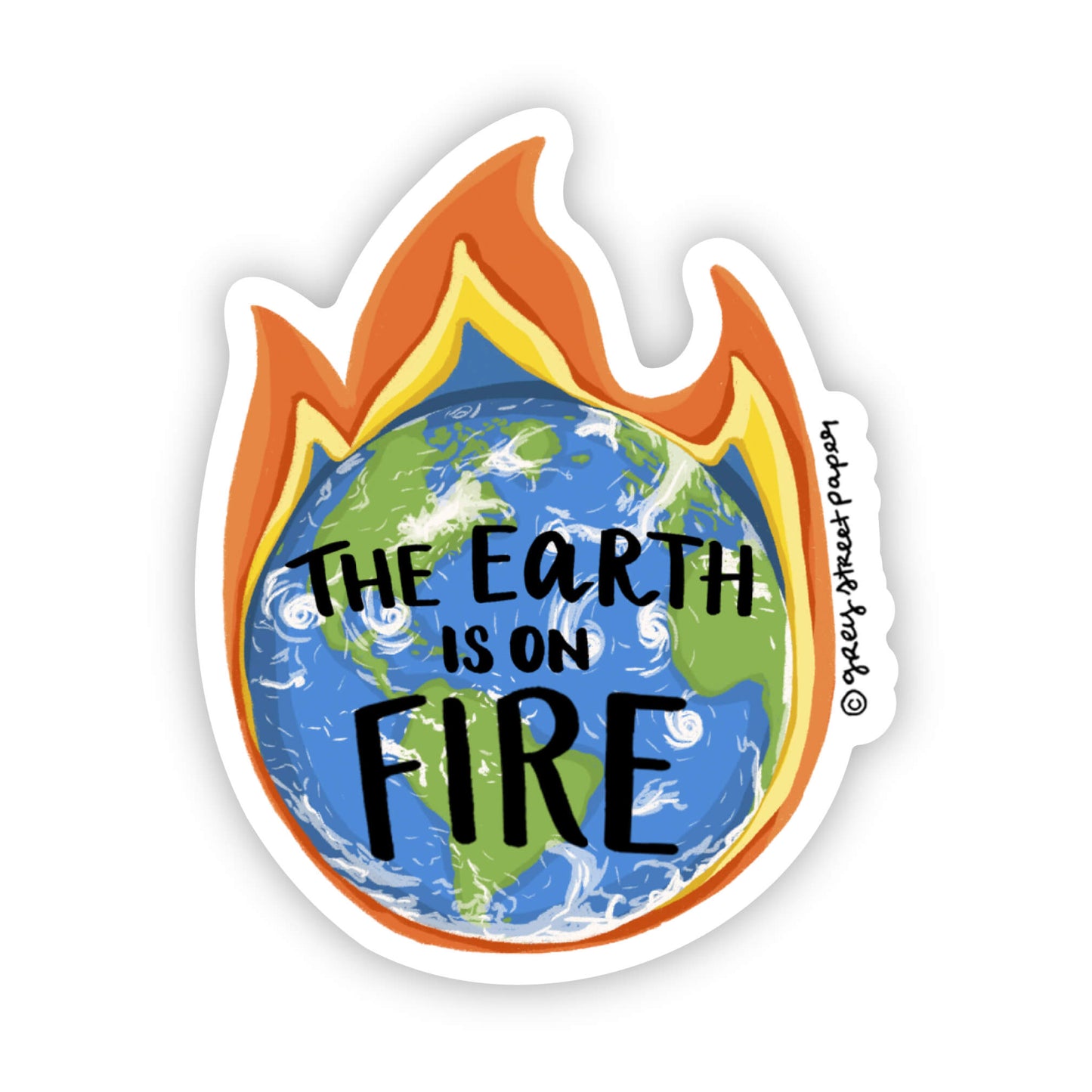 Earth On Fire Vinyl Sticker