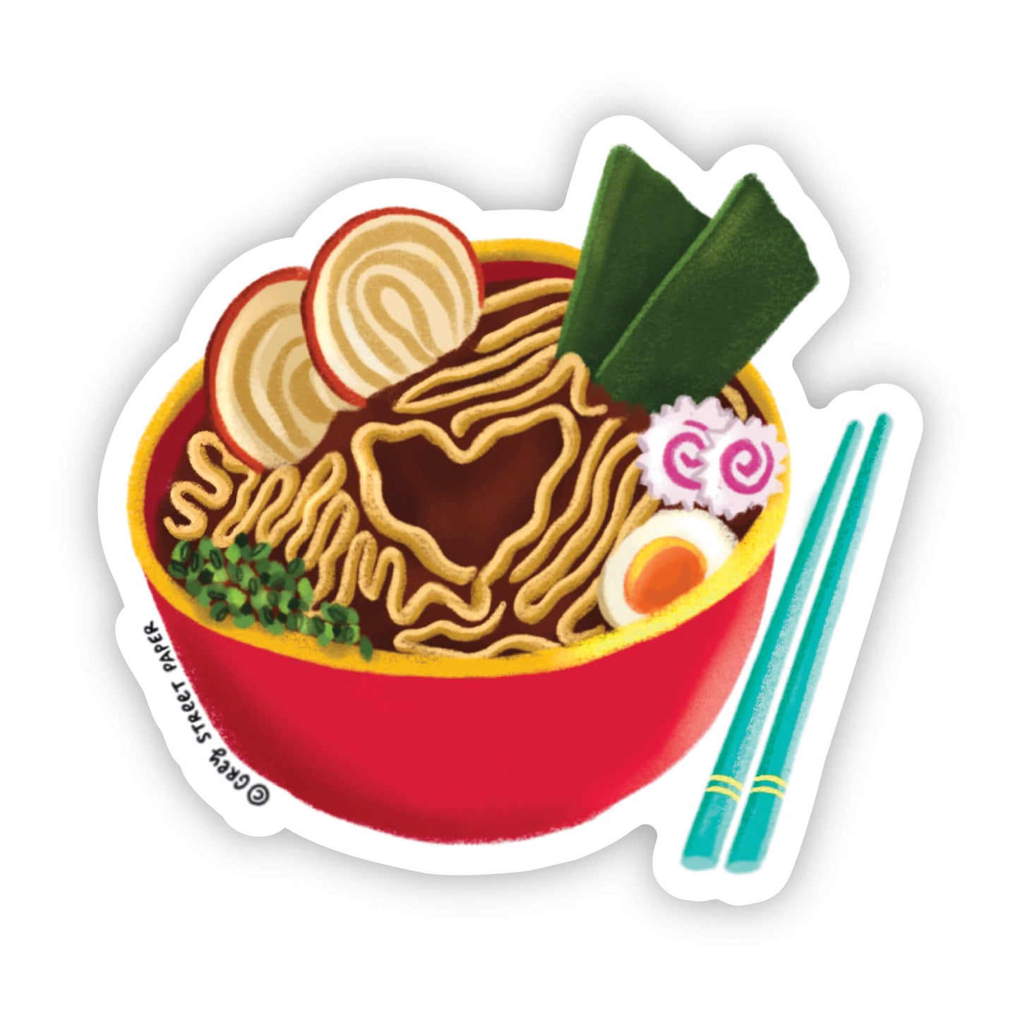 Ramen Noodle Heart Vinyl Sticker