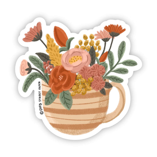Flower Tea Cup Sticker | Sale