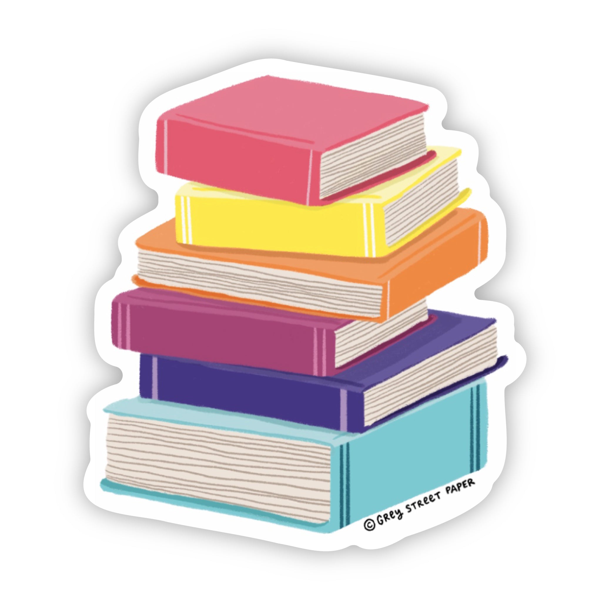 Book Stack Sticker | Sticker for Water Bottle | Grey Street Paper