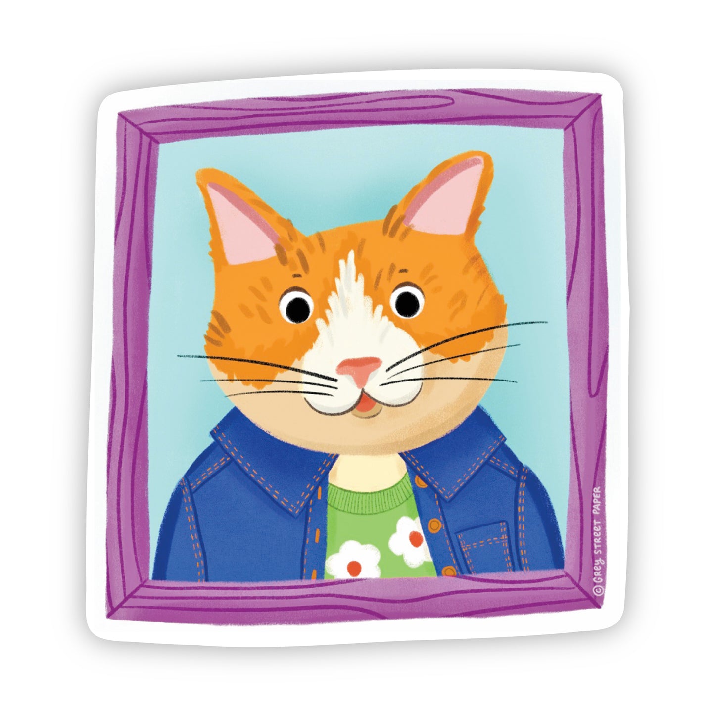 Orange Cat Portrait Vinyl Sticker