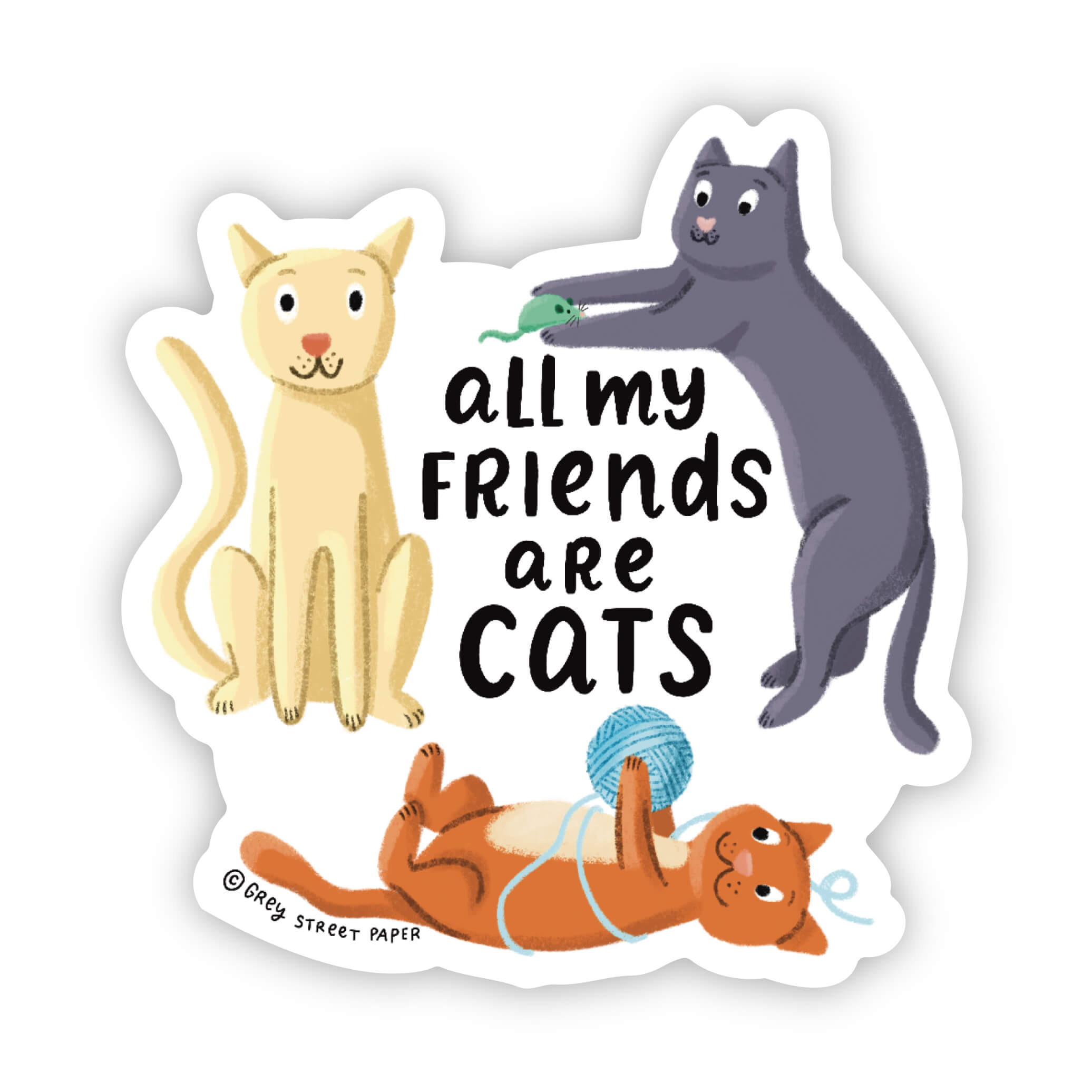 Greyback Sticker Cats Vinyl Sticker | Sticker for Water Bottle | Grey Street Paper