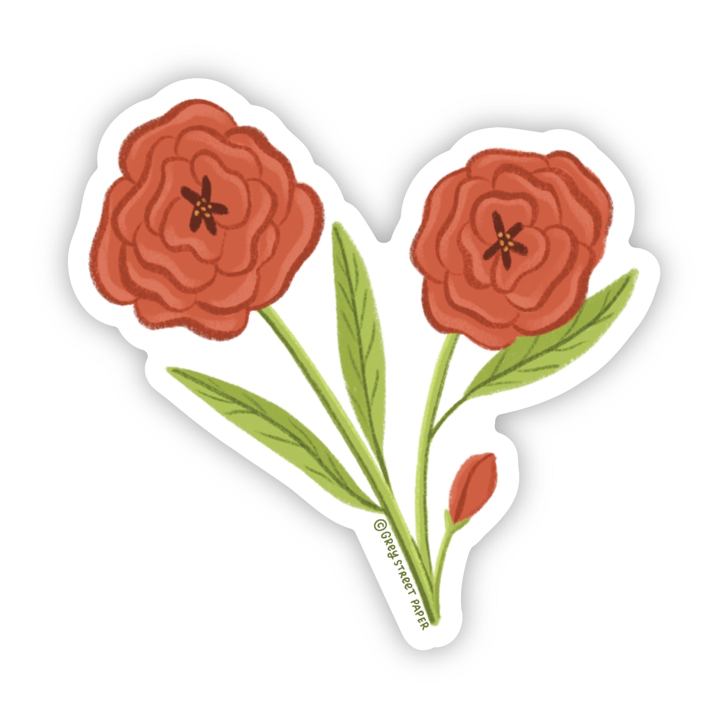 Red Rose Flower Sticker