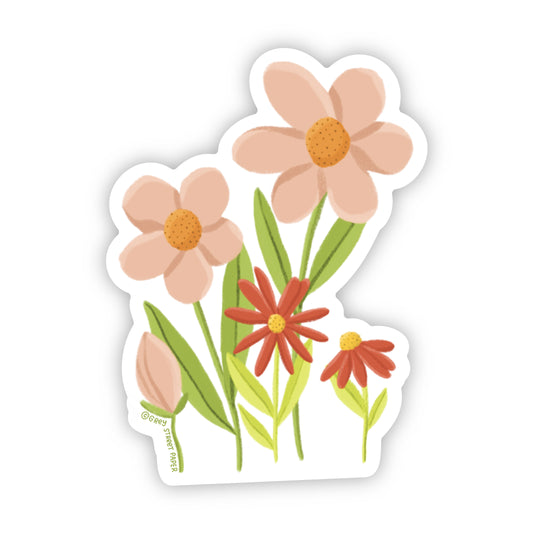 Pink Daisy Flower Vinyl Sticker