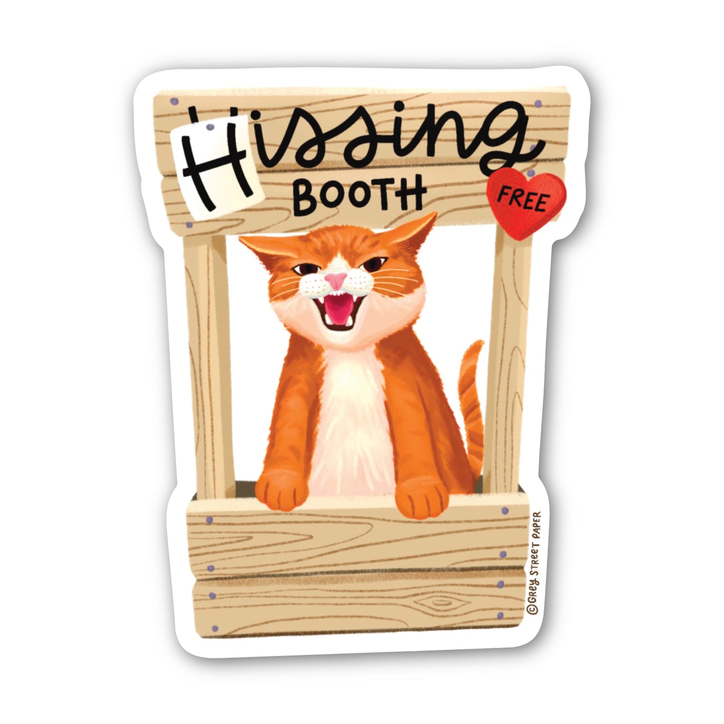 Hissing Booth Orange Cat Vinyl Sticker