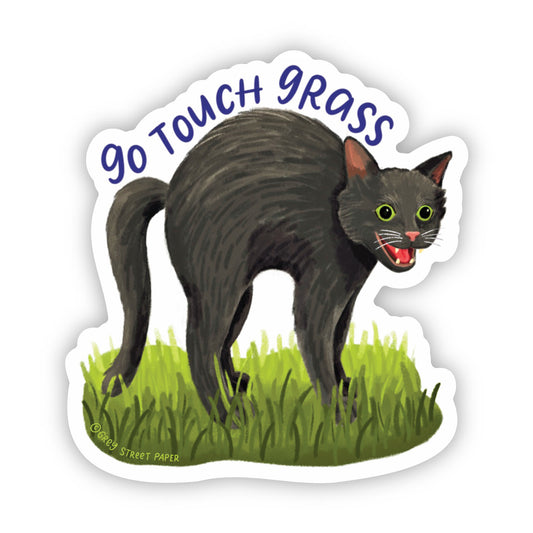 Go Touch Grass Hissing Cat Vinyl Sticker