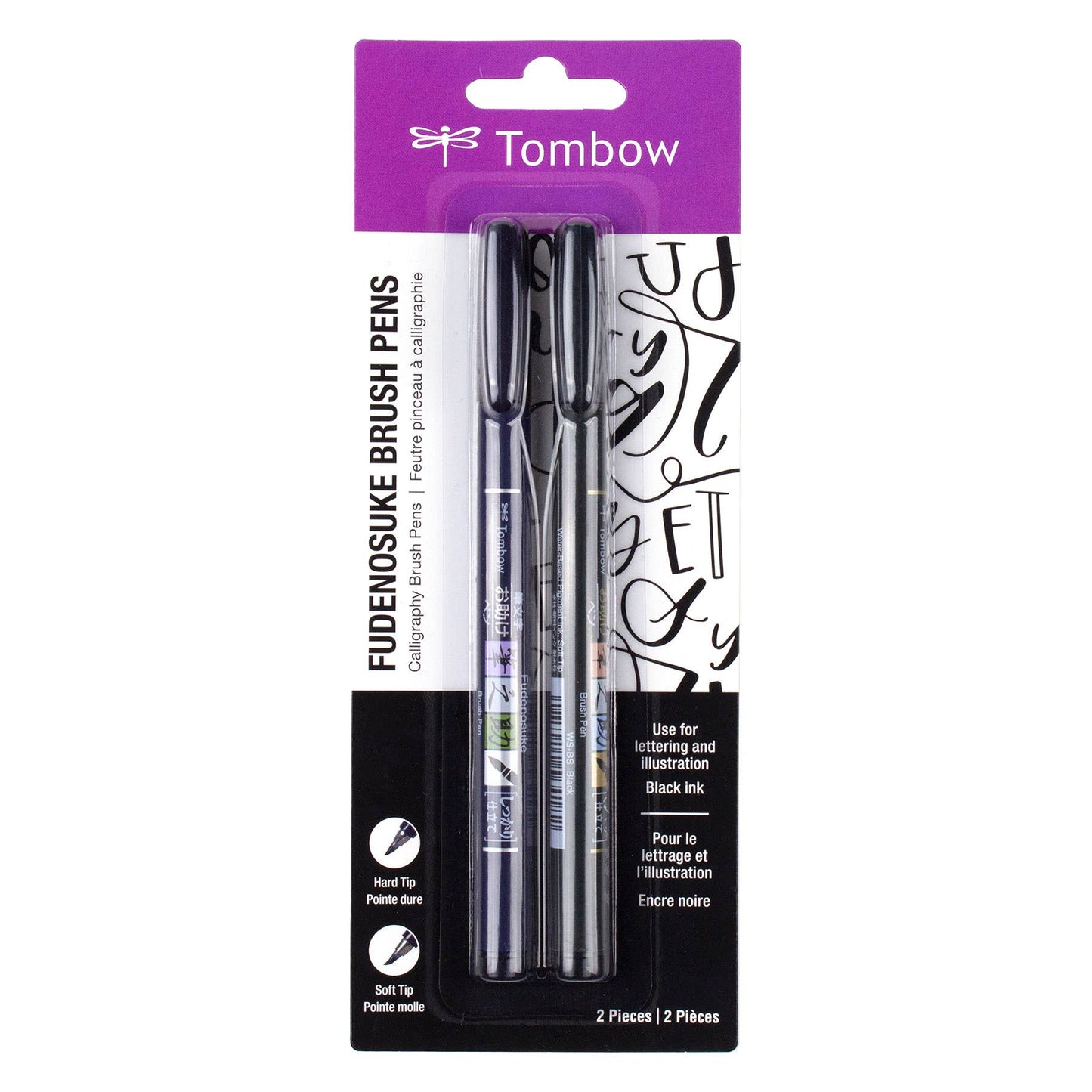 Tombow Fudenosuke Calligraphy Brush Pens Set | Black