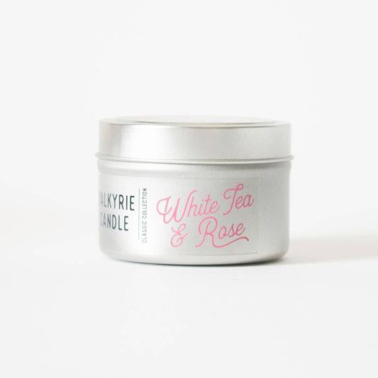 Valkyrie Candle | White Tea & Rose Candle Tin