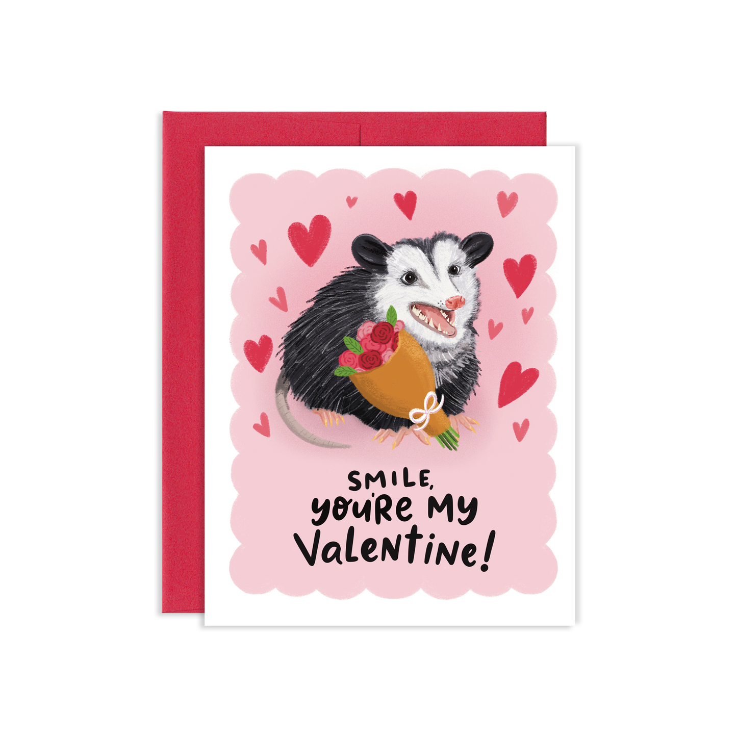 Smile Valentine Opossum Greeting Card