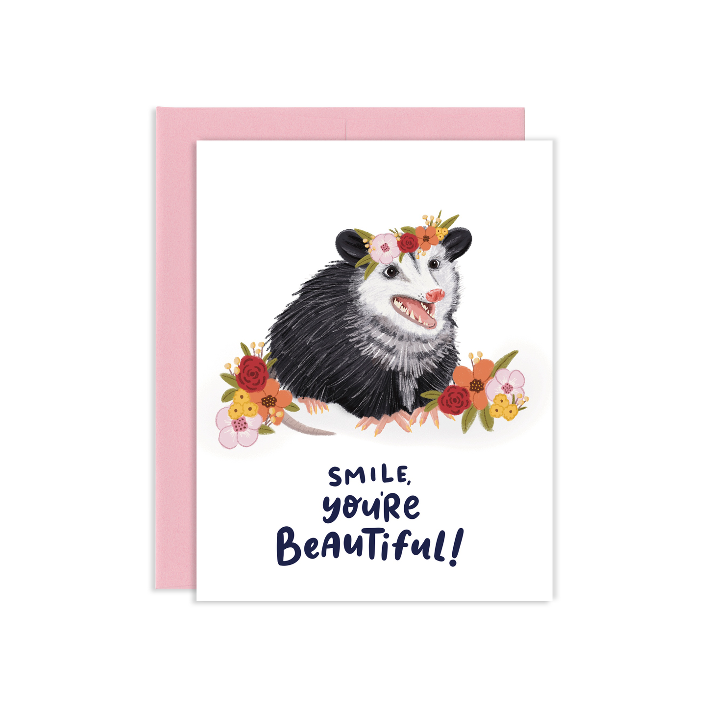 Smiling Opossum Greeting Card + Pen Bundle