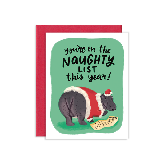 Naughty Hippo Holiday Greeting Card