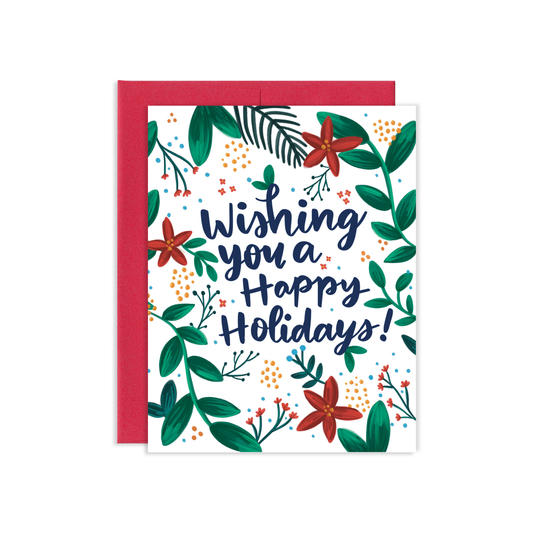 Happy Holidays Floral Greeting Card