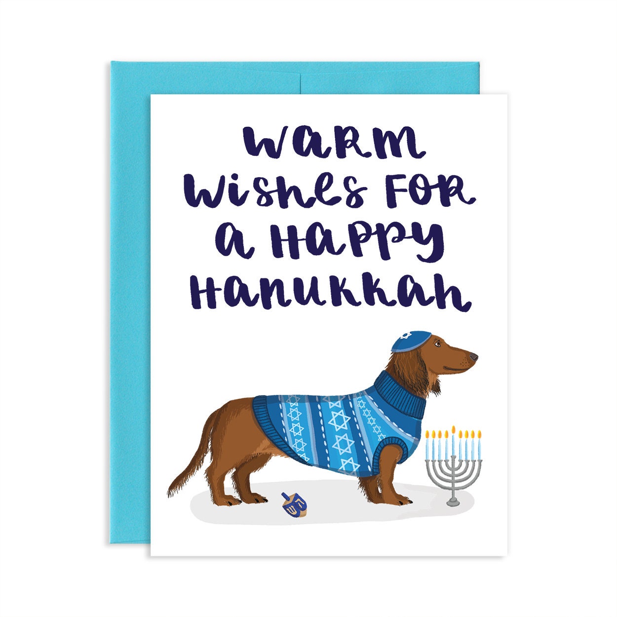 Dachshund Hanukkah Greeting Card