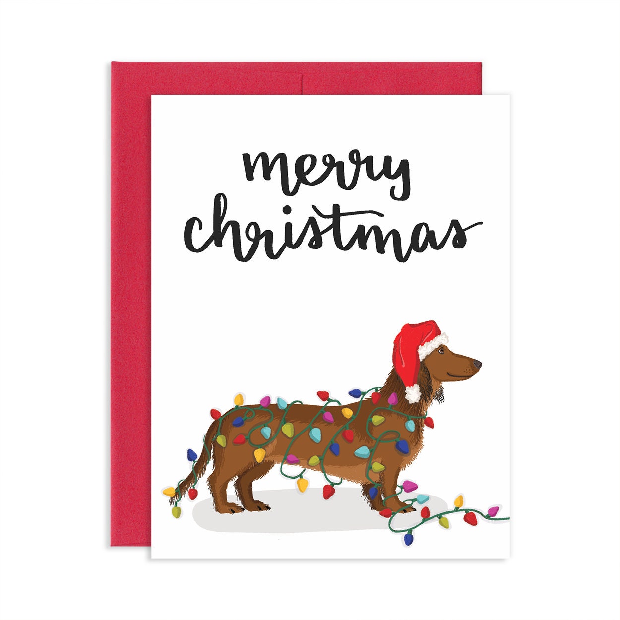 Christmas Lights Dog Greeting Card