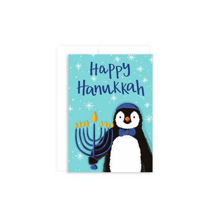 Mini Hanukkah, Christmas, Holiday Penguin Greeting Card Boxed Set of 6