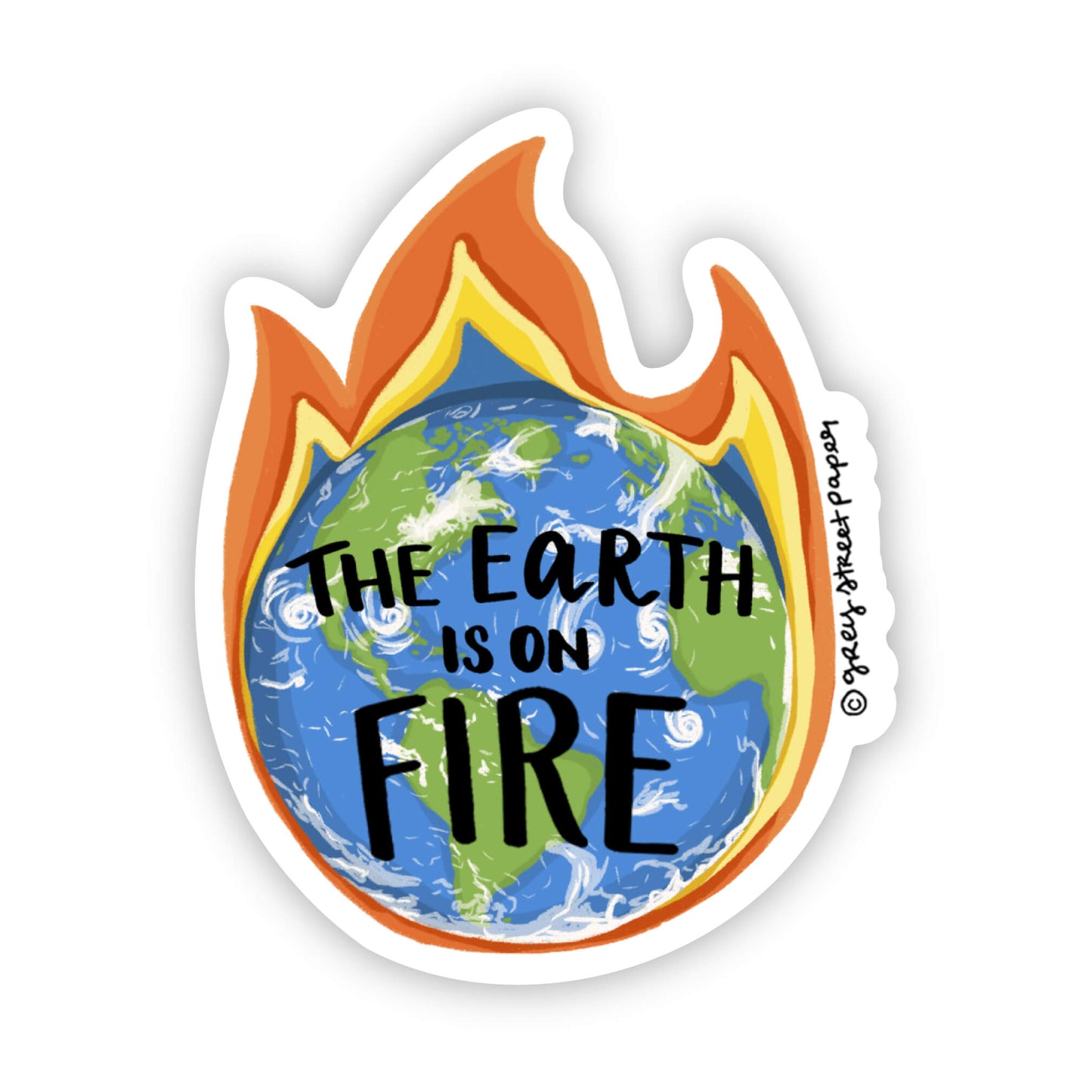 Earth On Fire Sticker